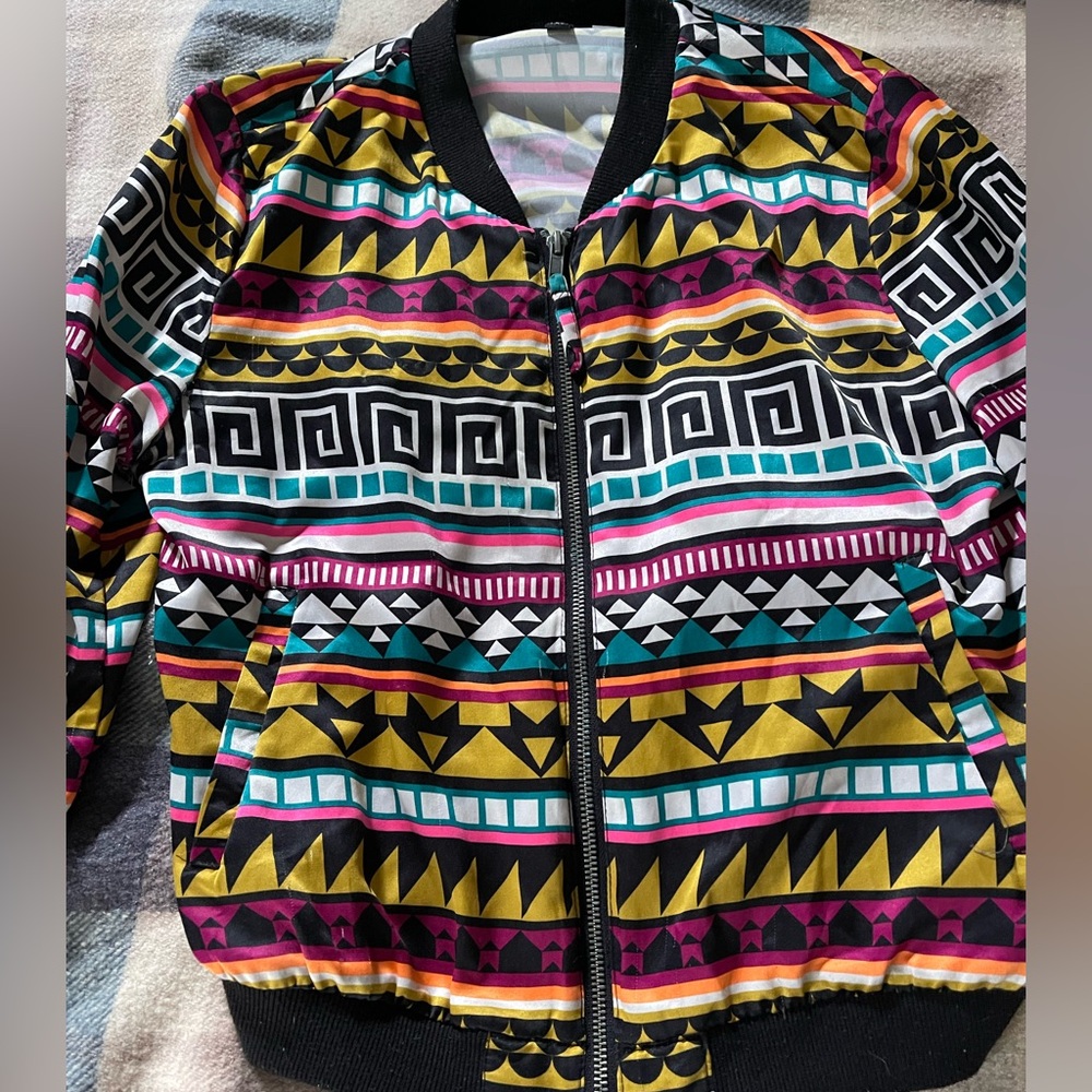 Colorful Geometric Pattern Women's Jacket - Picture 6 of 6